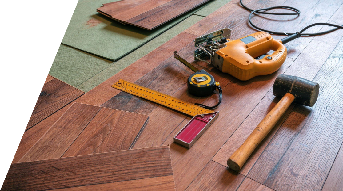 Commercial flooring being installed